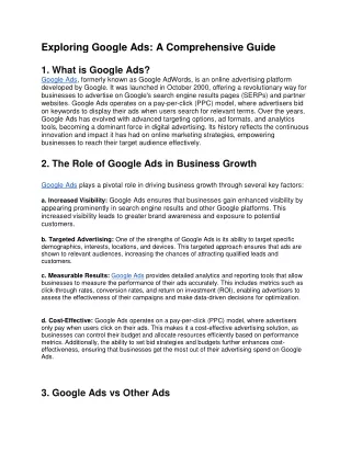 Exploring Google Ads: A Comprehensive Guide