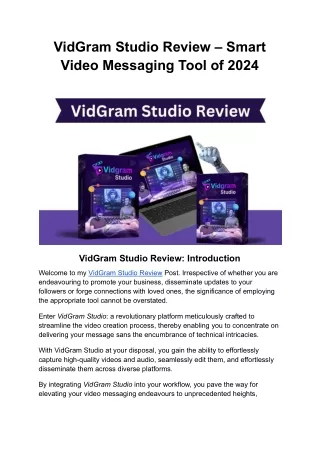 VidGram Studio Review - Smart Video Messaging Tool of 2024