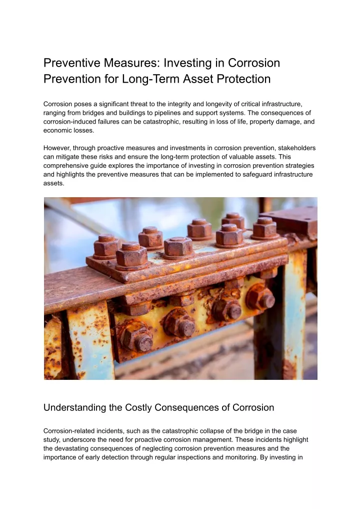 preventive measures investing in corrosion