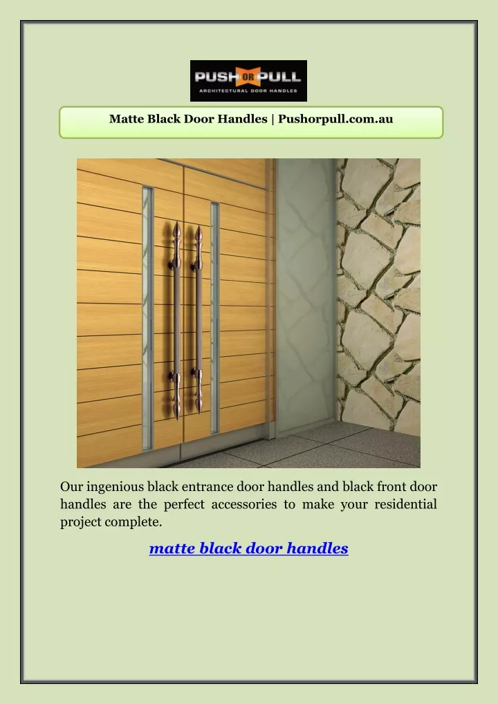 matte black door handles pushorpull com au