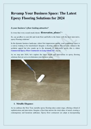 Revamp Your Business Space: The Latest Epoxy Flooring Solutions for 2024