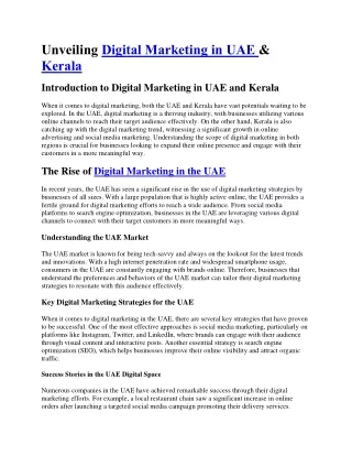 Unveiling Digital Marketing in UAE