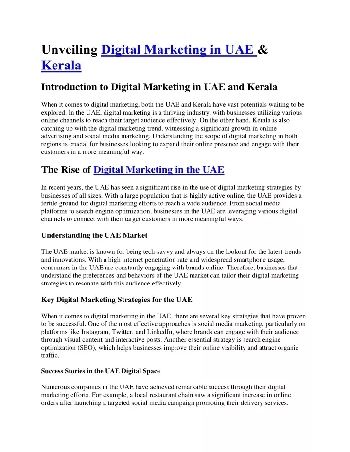 unveiling digital marketing in uae kerala