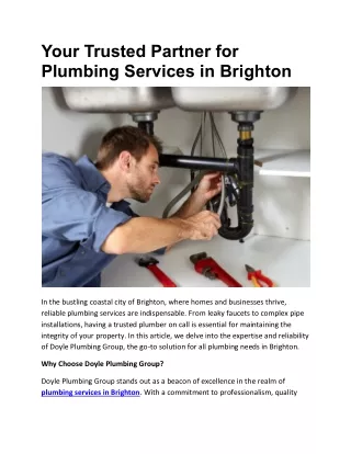 Your Trusted Partner for Plumbing Services in Brighton