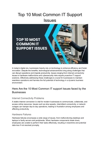 Top 10 Most Common IT Support Issues