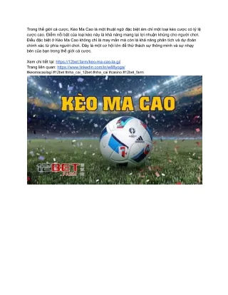 Dẫn Đầu Bảng Xếp Hạng với Kèo Macao trên 12BetFarm