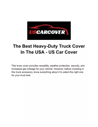 The Best Heavy-Duty Truck Cover In The USA - US Car Cover