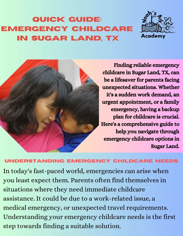 quick guide emergency childcare in sugar land tx