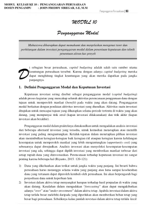 modul kuliah ke 10 penganggaran perusahaan dosen