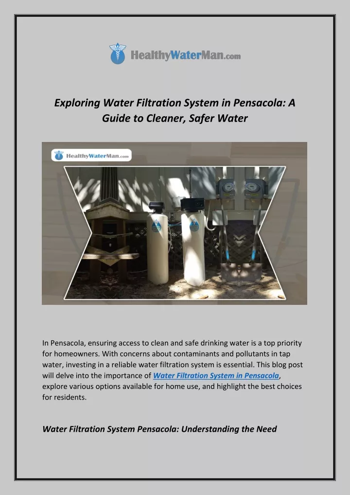 exploring water filtration system in pensacola