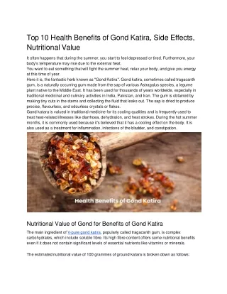 Top 10 Health Benefits of Gond Katira, Side Effects, Nutritional Value