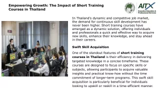 Empowering Growth The Impact of Short Training Courses in Thailand