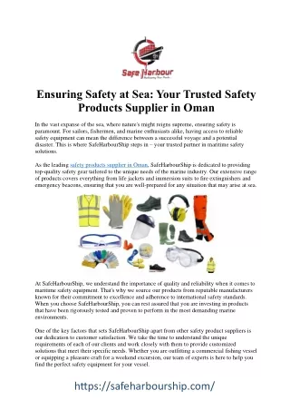 Safeguarding Oman: Your Trusted Safety Products Supplier