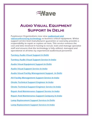 Audio Visual Equipment Support In Delhi