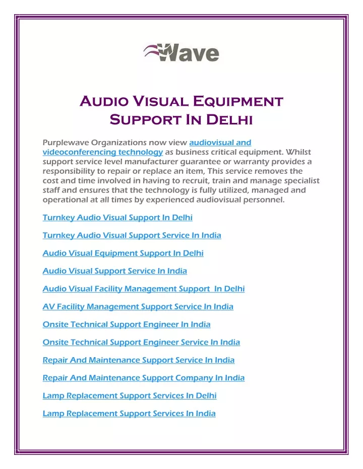 audio visual equipment support in delhi