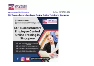 SAP Successfactors Employee Central Online Training in Singapore