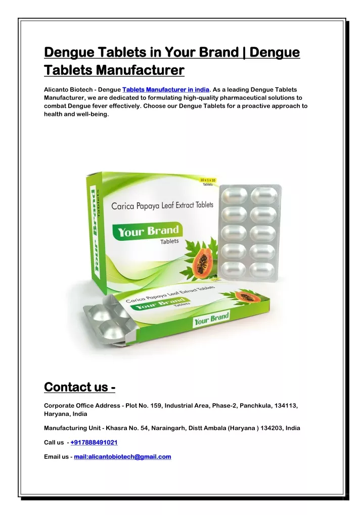 dengue tablets in your brand dengue dengue