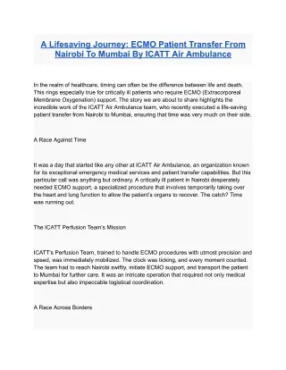 Air ambulance India | Helicopter ambulance | flight ambulance | ICATT