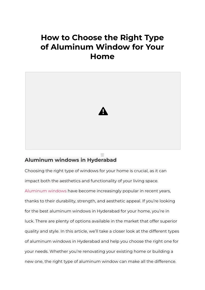 how to choose the right type of aluminum window