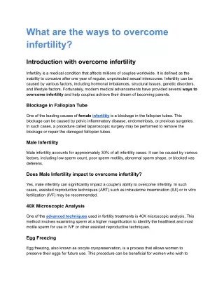 What are the ways to overcome infertility
