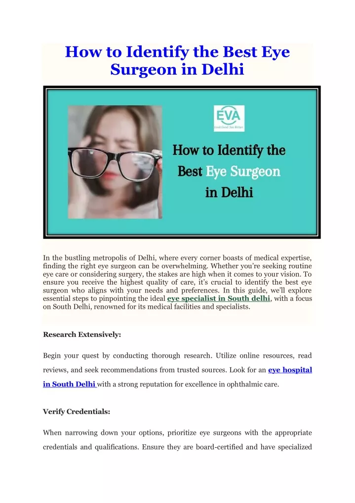 how to identify the best eye surgeon in delhi