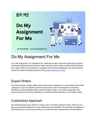 Do My Assignment For Me