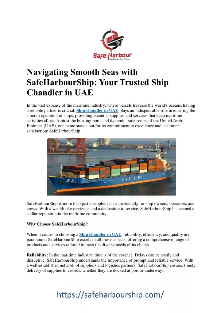 navigating smooth seas with safeharbourship your