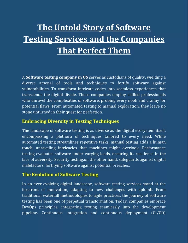 the untold story of software testing services