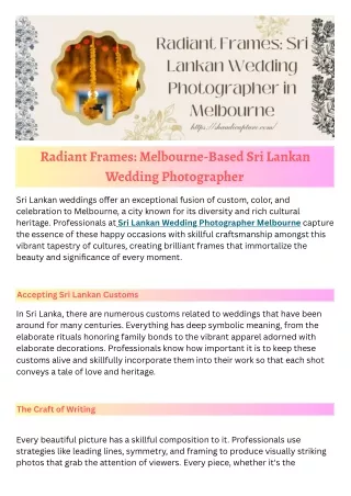 Radiant Frames Melbourne-Based Sri Lankan Wedding Photographer
