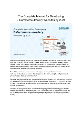 The Complete Manual for Developing E-Commerce Jewellery Websites by 2024