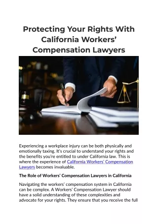 Protecting Your Rights With California Workers’ Compensation Lawyers