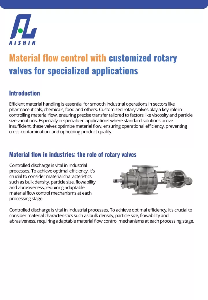 material flow control with customized rotary