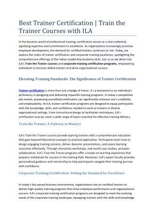 best trainer certification train the trainer