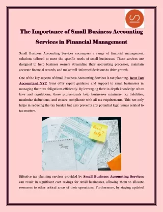 The Importance of Small Business Accounting Services in Financial Management