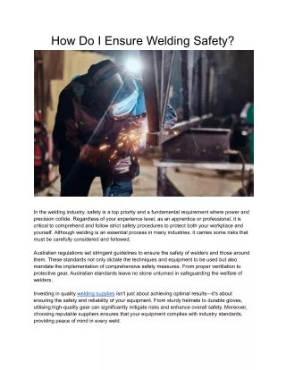 How Do I Ensure Welding Safety