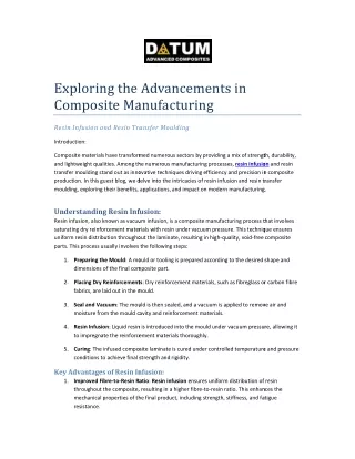 Exploring the Advancements in Composite Manufacturing