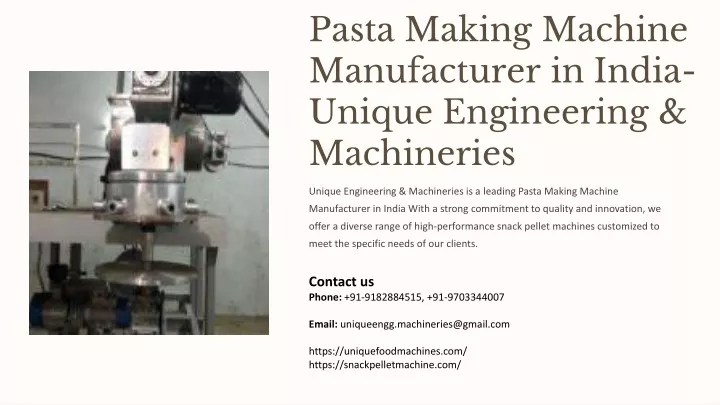 pasta making machine manufacturer in india unique