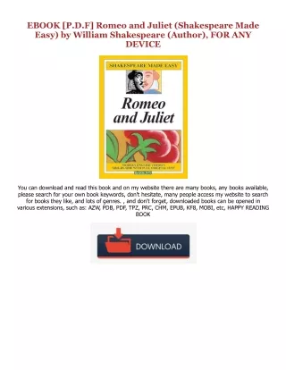 READ DOWNLOAD$# Romeo and Juliet (Shakespeare Made Easy) (EBOOK PDF) By  William Shakespeare (Author),