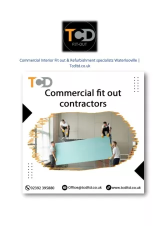 Commercial Interior Fit out & Refurbishment specialists Waterlooville | Tcdltd.c