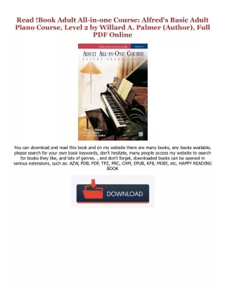 EBOOK Adult All-in-one Course: Alfred's Basic Adult Piano Course, Level 2 PDF Eb