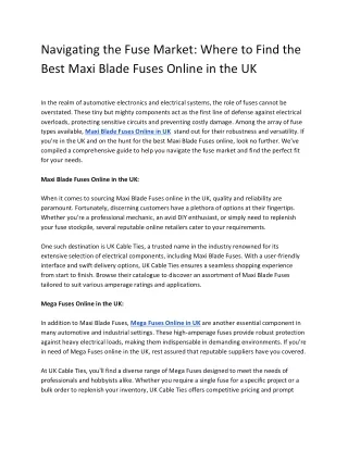 UK Cable Ties - Navigating the Fuse Market_ Where to Find the Best Maxi Blade Fuses Online in the UK