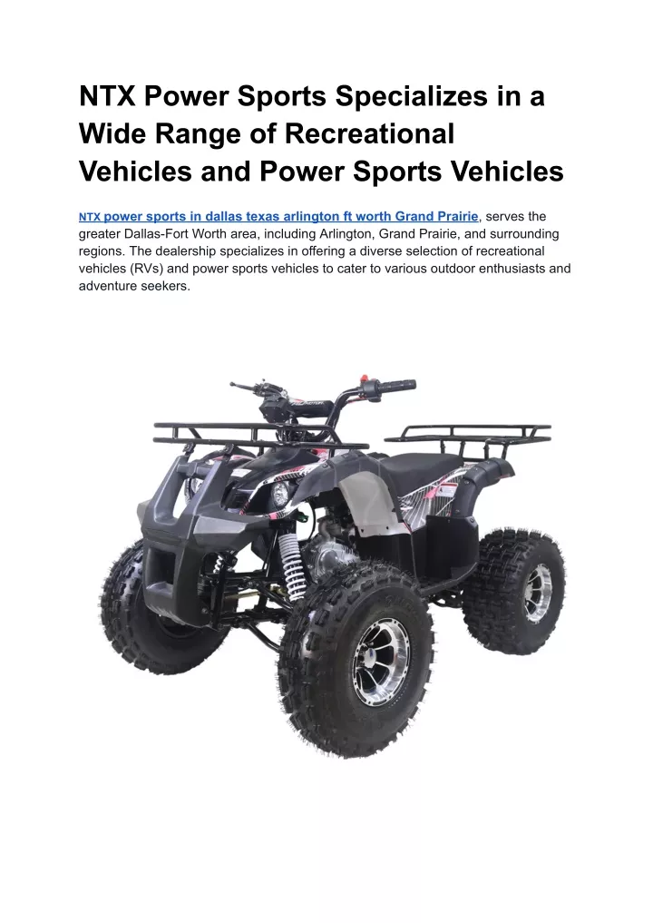 ntx power sports specializes in a wide range