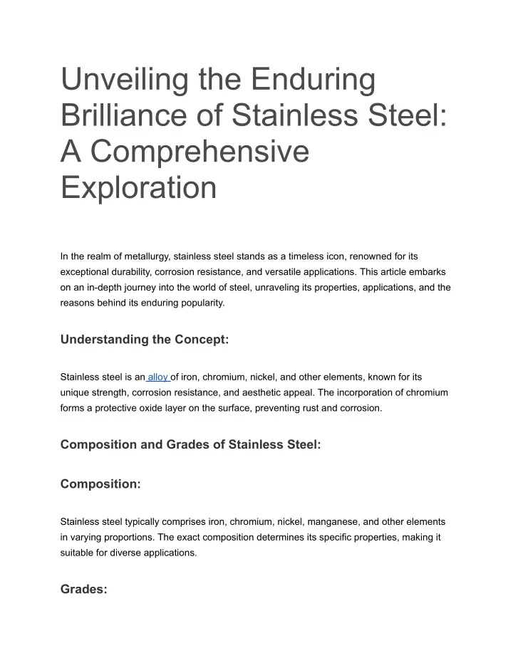 unveiling the enduring brilliance of stainless