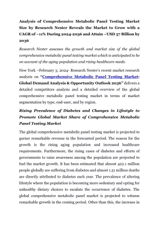 analysis of comprehensive metabolic panel testing