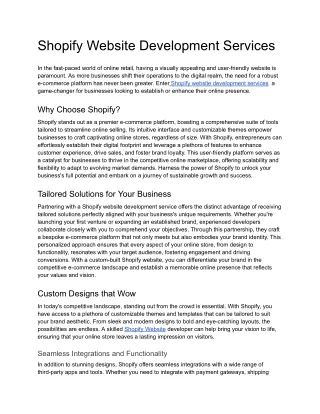 Shopify Website Development Services
