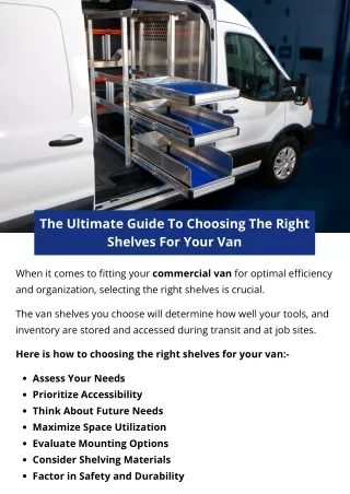 The Ultimate Guide To Choosing The Right Shelves For Your Van