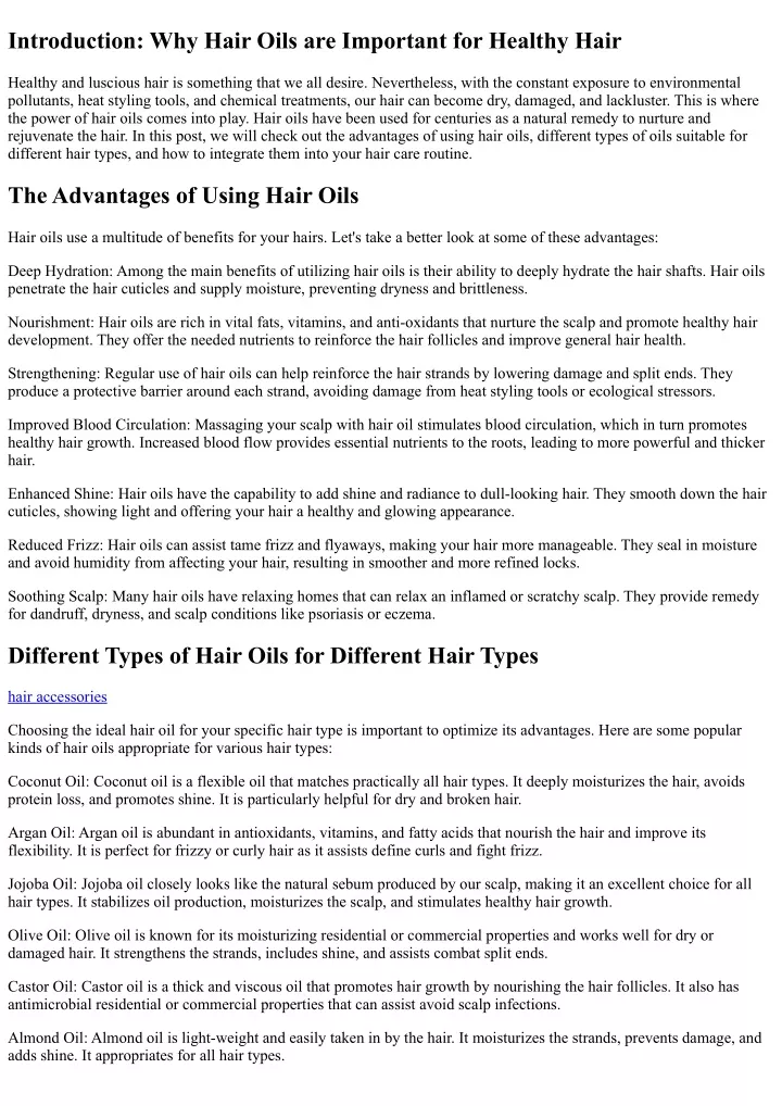 introduction why hair oils are important