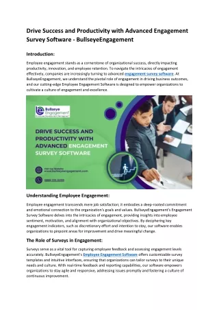 Drive Success and Productivity with Advanced Engagement Survey Software
