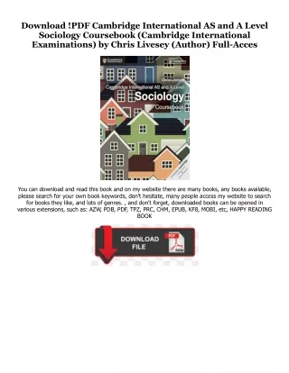 READ DOWNLOAD#= Cambridge International AS and A Level Sociology Coursebook (Cambridge International Examinations) [PDFE