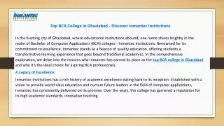 Top BCA College in Ghaziabad - Discover Inmantec Institutions